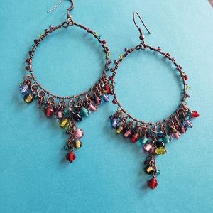 Brass colored beaded hoops